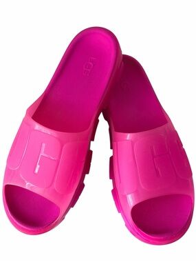 UGG Womens Jella Clear Dragon Fruit Pink Jelly Platform Slides Sandals SZ 10 NEW